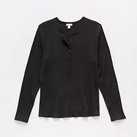 a.n.a Womens Long Sleeve Regular Fit Plus Henley Shirt