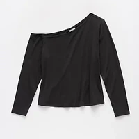 a.n.a Womens Asymmetrical Neck Long Sleeve Plus T-Shirt