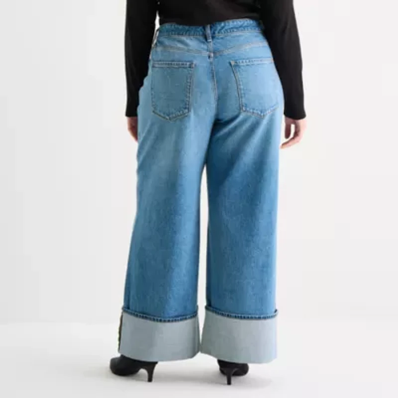 a.n.a Plus Womens Highest Rise Wide Leg Jean