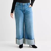a.n.a Plus Womens Highest Rise Wide Leg Jean