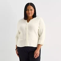 Liz Claiborne Womens Split Crew Neck Short Sleeve Pullover Sweater