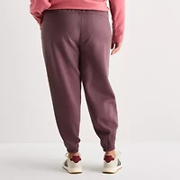 Xersion Womens Drawstring Waist Cuffed Mid Rise Plus Fleece Active Jogger Pant