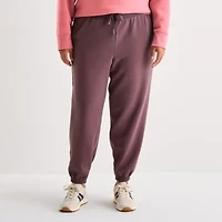 Xersion Womens Drawstring Waist Cuffed Mid Rise Plus Fleece Active Jogger Pant