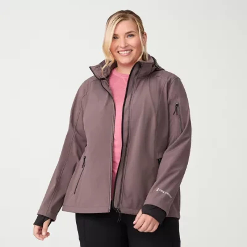 Free Country Womens Water Resistant Easy-on + Easy-off Lightweight Plus Softshell Jacket