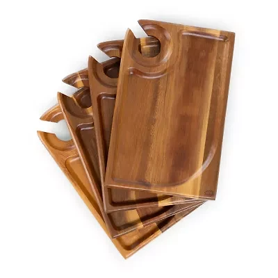 Picnic Time 4-pc. Wood Appetizer Plate