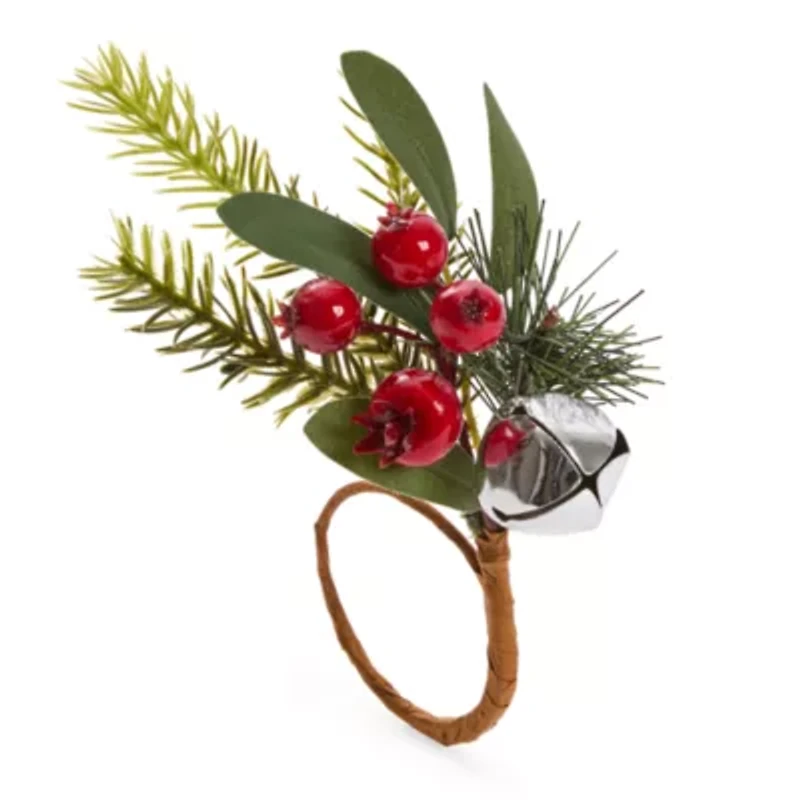 North Pole Trading Co. Holly Berry 4-pc. Napkin Rings