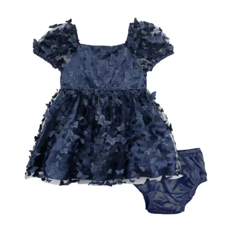 Rare Editions Baby Girls Short Sleeve Puffed Fit + Flare Dress