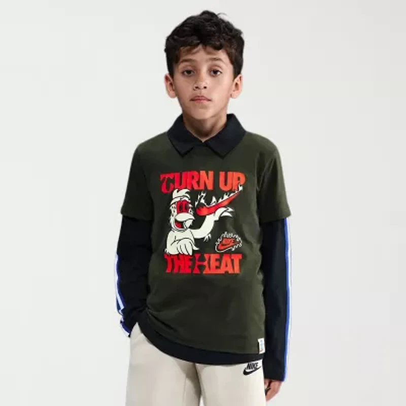 Nike Club Big Kid Unisex Crew Neck Short Sleeve Regular Fit Graphic T-Shirt
