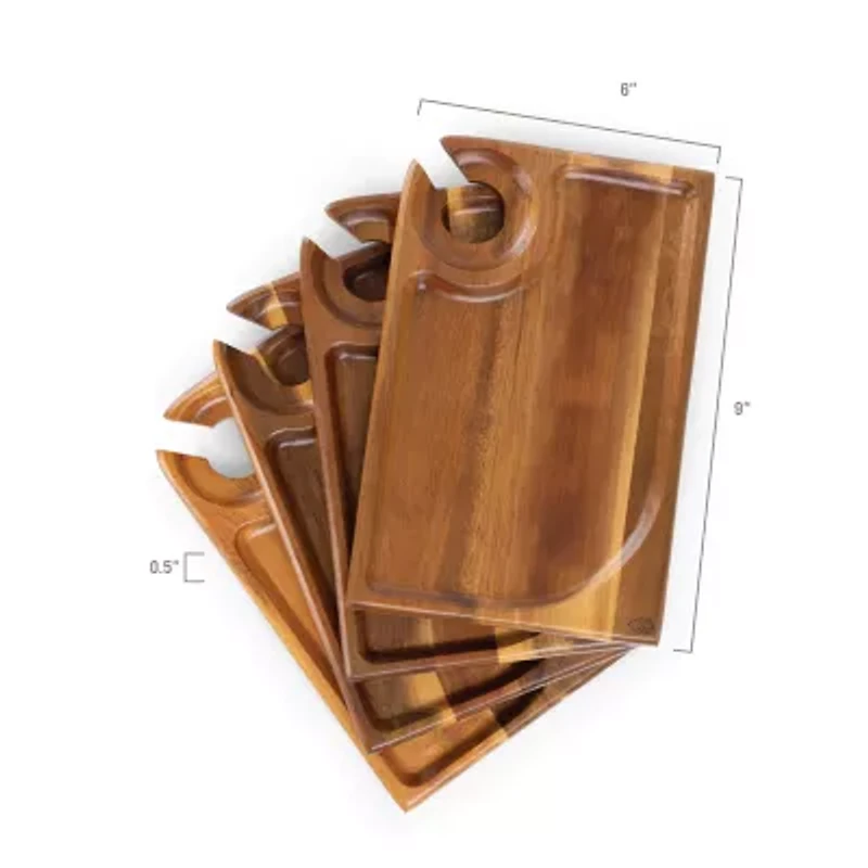 Picnic Time 4-pc. Wood Appetizer Plate