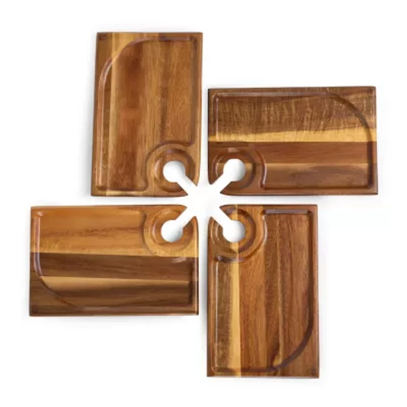 Picnic Time 4-pc. Wood Appetizer Plate