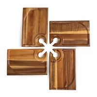 Picnic Time 4-pc. Wood Appetizer Plate
