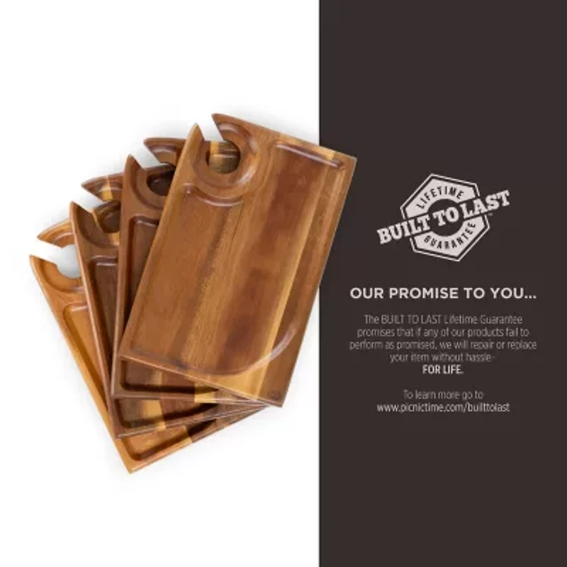 Picnic Time 4-pc. Wood Appetizer Plate