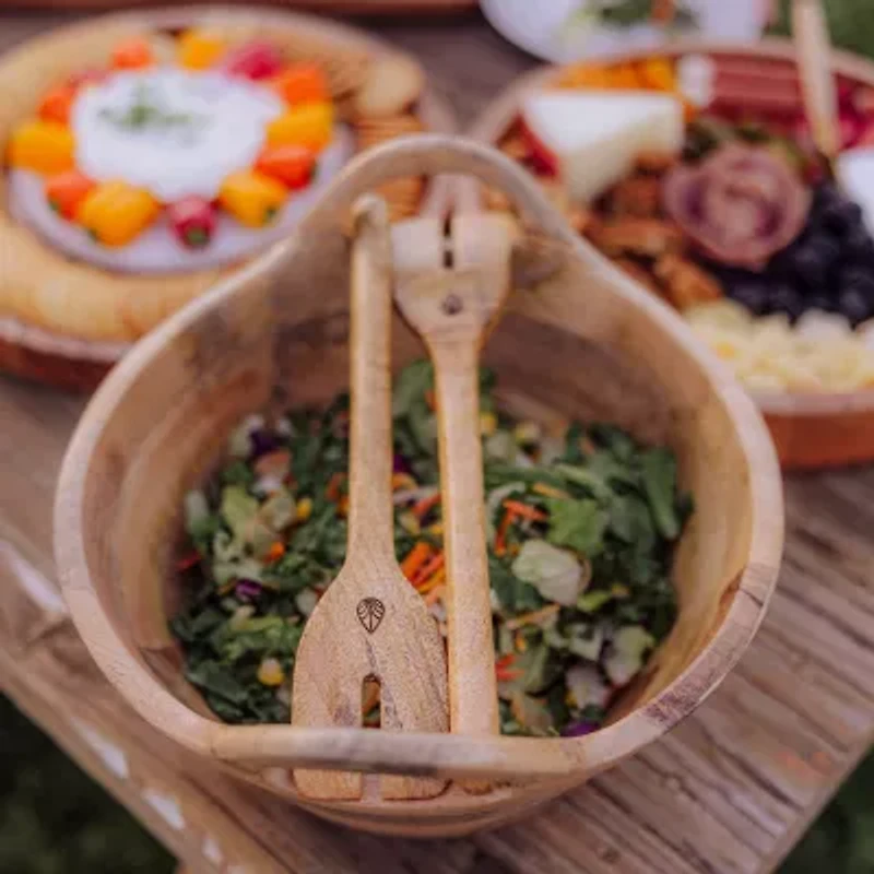 Picnic Time Wood Salad Bowl
