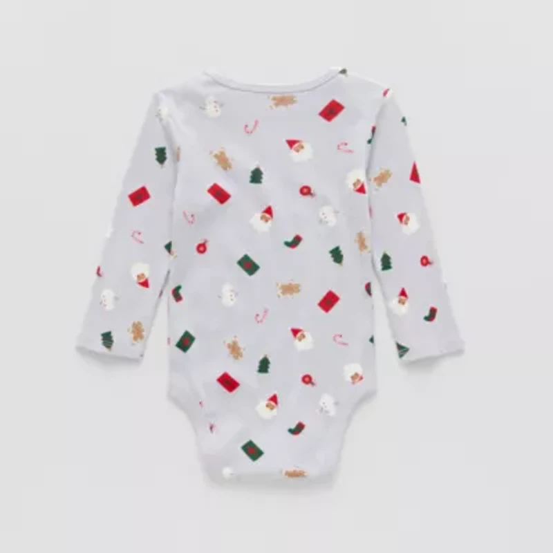 Okie Dokie Baby Boys Round Neck Long Sleeve Rib Bodysuit