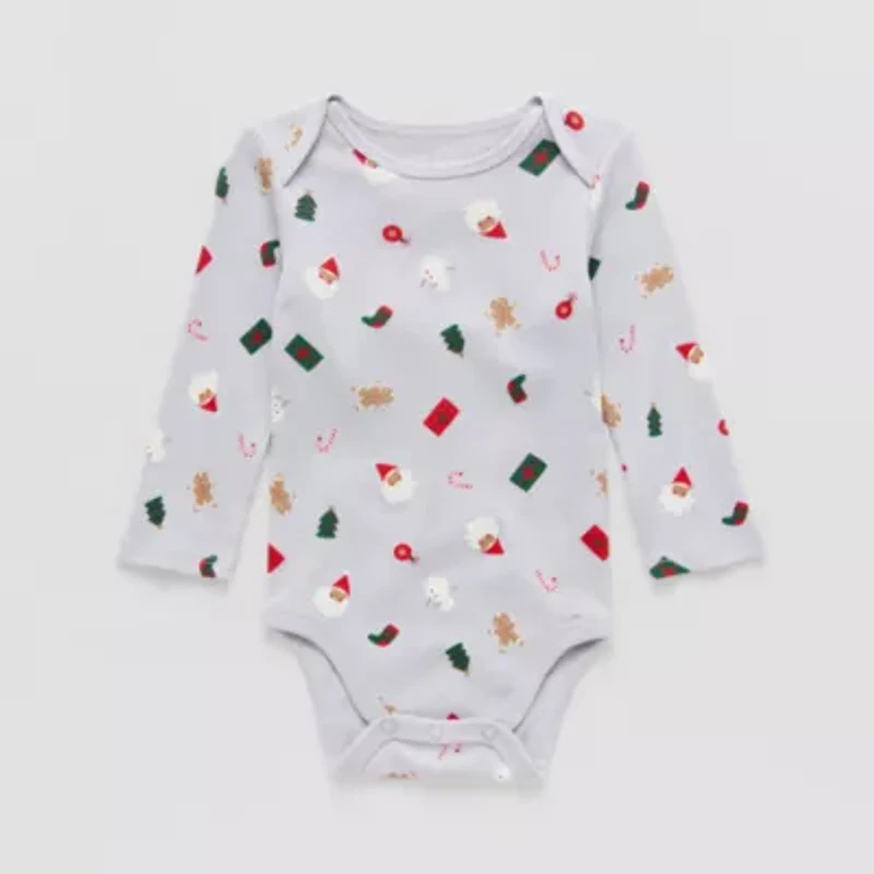 Okie Dokie Baby Boys Round Neck Long Sleeve Rib Bodysuit