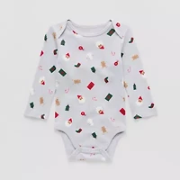 Okie Dokie Baby Boys Round Neck Long Sleeve Rib Bodysuit