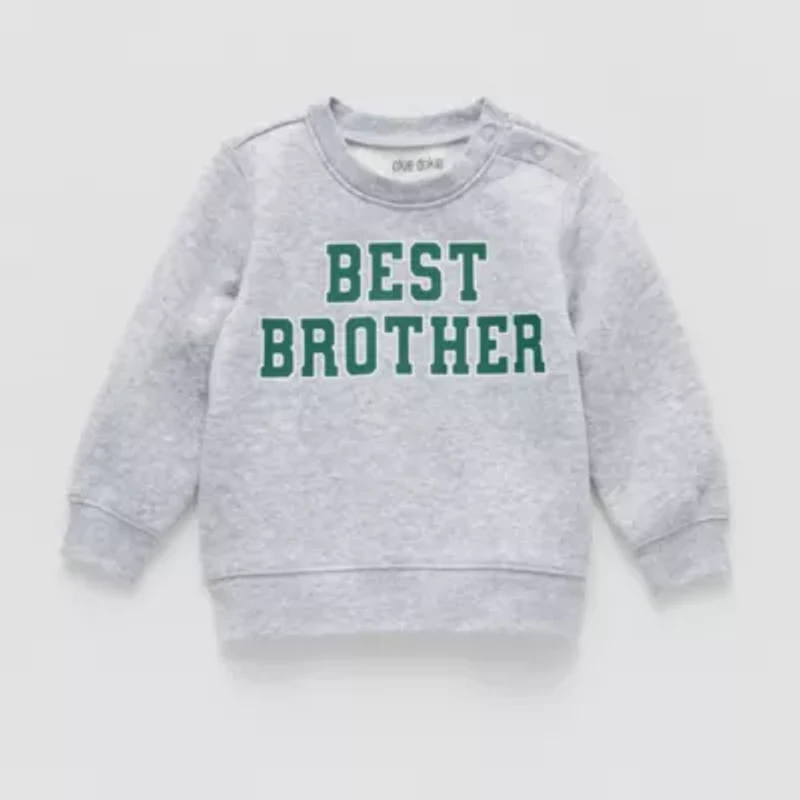 Okie Dokie Baby Boys Round Neck Fleece Long Sleeve Sweatshirt