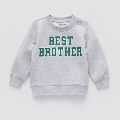 Okie Dokie Baby Boys Round Neck Fleece Long Sleeve Sweatshirt