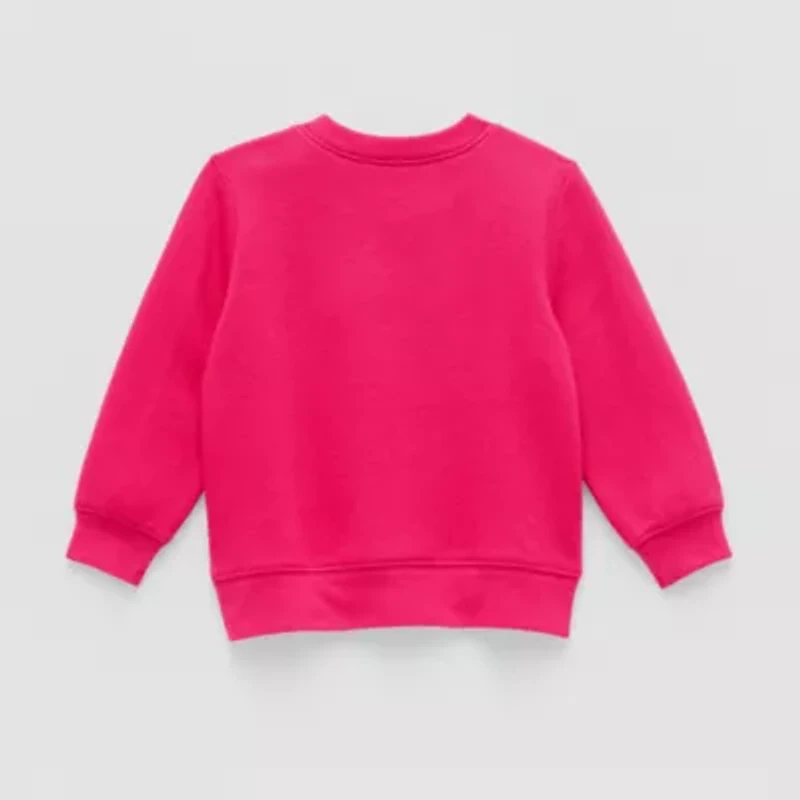 Okie Dokie Baby Girls Round Neck Fleece Long Sleeve Sweatshirt