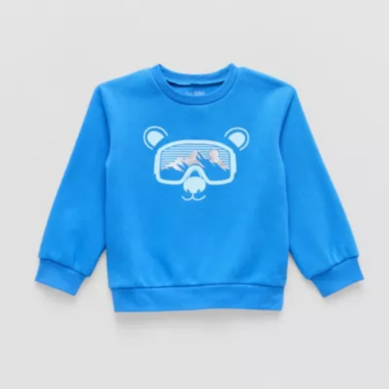 Okie Dokie Toddler & Little Boys Crew Neck Fleece Long Sleeve Sweatshirt