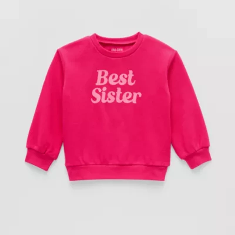 Okie Dokie Toddler & Little Girls Crew Neck Fleece Long Sleeve Sweatshirt