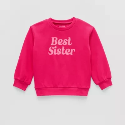 Okie Dokie Toddler & Little Girls Crew Neck Fleece Long Sleeve Sweatshirt