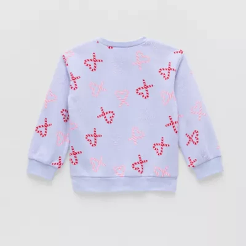 Okie Dokie Toddler & Little Girls Crew Neck Fleece Long Sleeve Sweatshirt