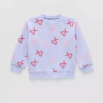 Okie Dokie Toddler & Little Girls Crew Neck Fleece Long Sleeve Sweatshirt