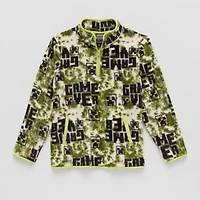 Sherpa Little & Big Kid Boys Mock Neck Long Sleeve Fleece Minecraft Casual Quarter-Zip Pullover