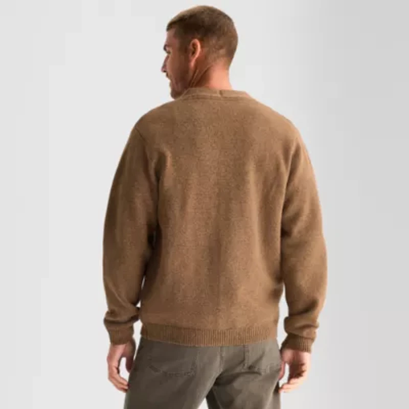 mutual weave Mens V Neck Long Sleeve Button Open Front Cardigan