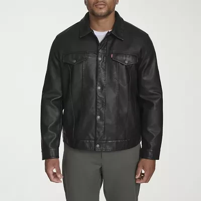 Levi's Mens Faux Leather Midweight Trucker Jacket