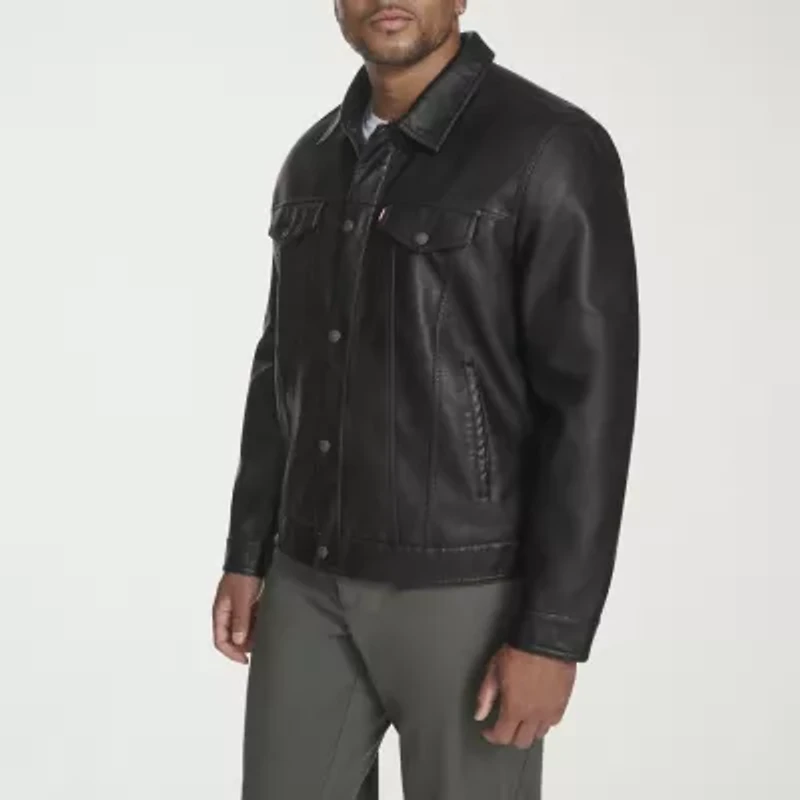 Levi's Mens Faux Leather Midweight Trucker Jacket