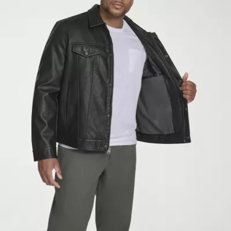 Levi's Mens Faux Leather Midweight Trucker Jacket