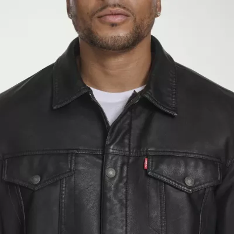 Levi's Mens Faux Leather Midweight Trucker Jacket