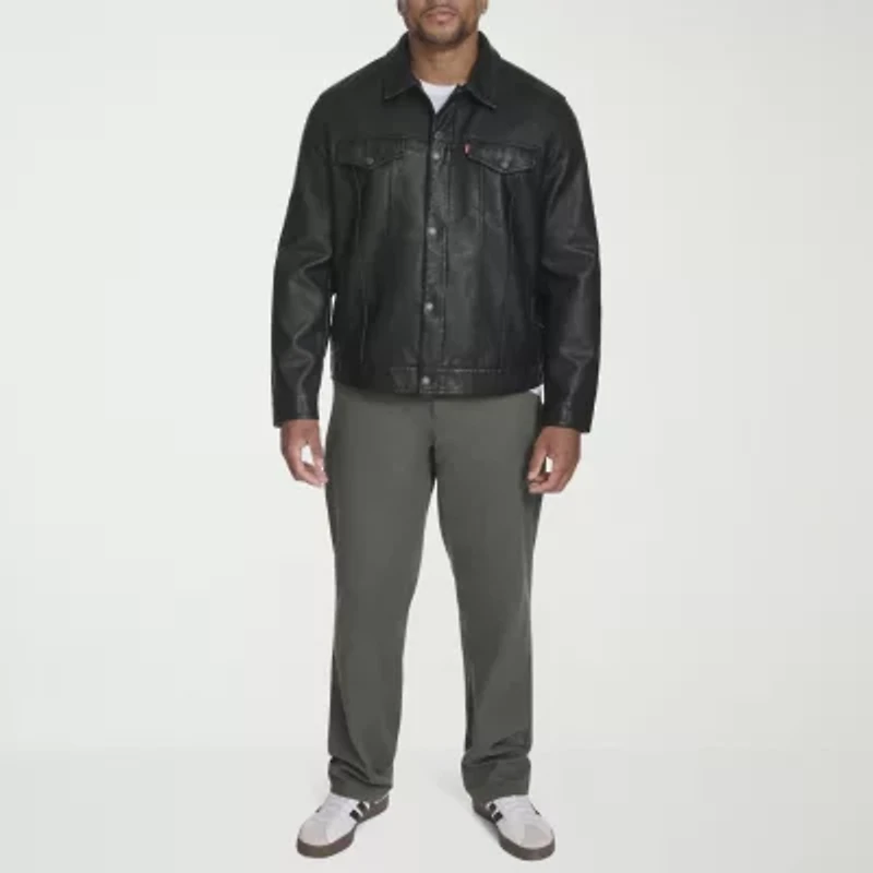 Levi's Mens Faux Leather Midweight Trucker Jacket
