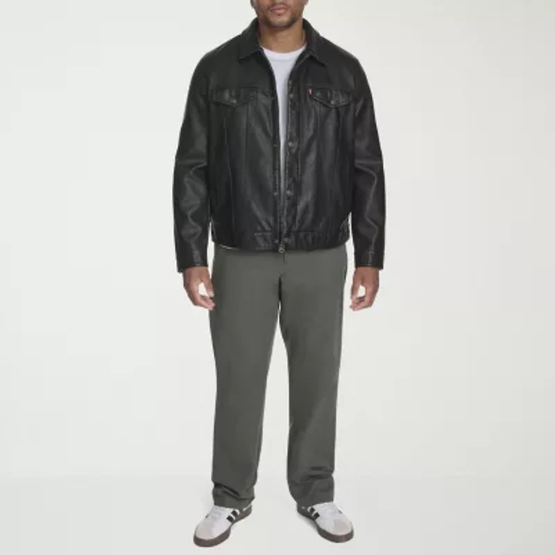 Levi's Mens Faux Leather Midweight Trucker Jacket