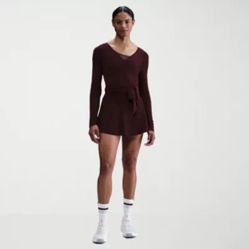 Nike Womens Y Neck Long Sleeve Wrap Shirt