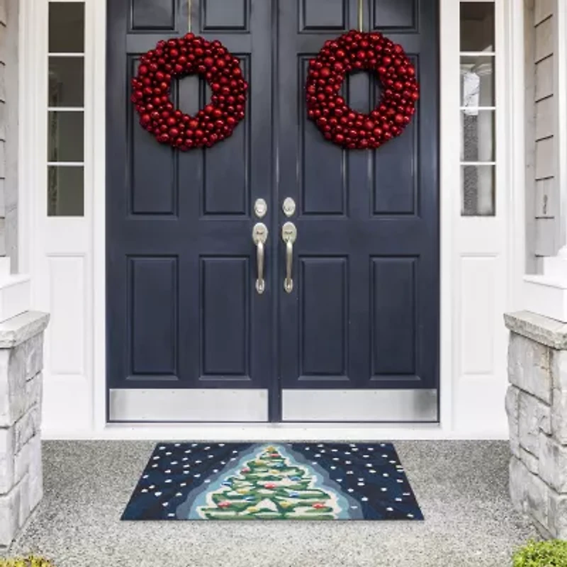 Liora Manne Frontporch Xmas Tree Holiday Hand Tufted Indoor Outdoor Rectangular Accent Rug