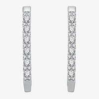 (H-I / I1) Womens 1/2 CT. T.W. Lab Grown White Diamond 10K White Gold 22.4mm Hoop Earrings