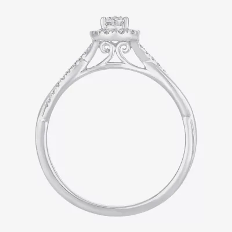 Womens 1/3 CT. T.W. Natural White Diamond 10K Gold Pear Halo Engagement Ring