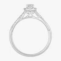 Womens 1/3 CT. T.W. Natural White Diamond 10K Gold Pear Halo Engagement Ring