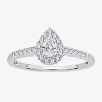 Womens 1/3 CT. T.W. Natural White Diamond 10K Gold Pear Engagement Ring