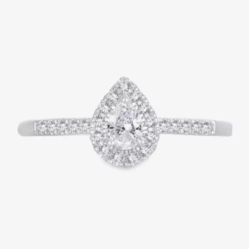 Womens 1/3 CT. T.W. Natural White Diamond 10K Gold Pear Engagement Ring