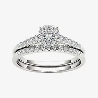 1/2 CT.T.W. Natural Diamond 10K White Gold Bridal Ring Set