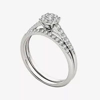 1/2 CT.T.W. Natural Diamond 10K White Gold Bridal Ring Set