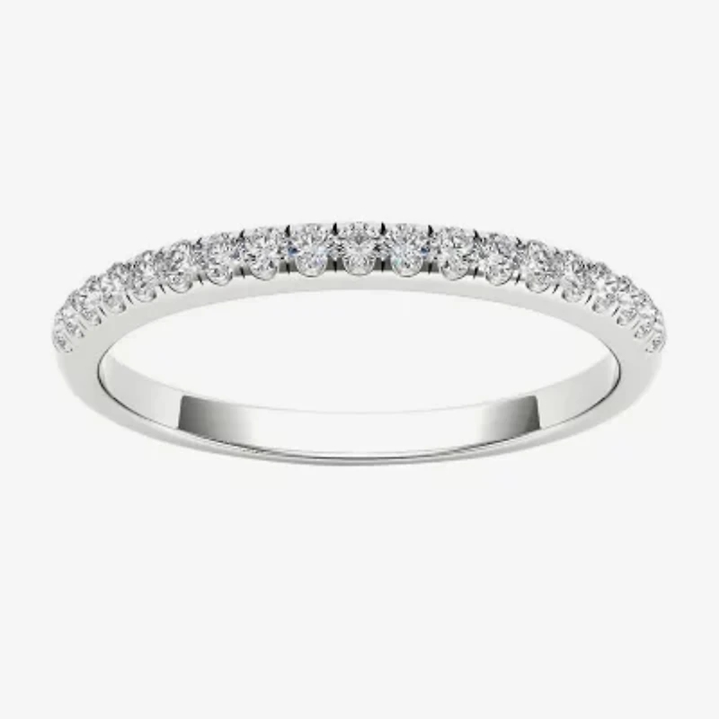 Womens 2MM 1/5 CT. Natural White Diamond 10K Gold Wedding Band