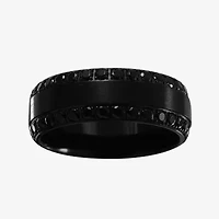 Mens 1/4 CT.T.W. Natural Diamond Black Stainless Steel 8mm Wedding Band