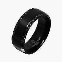 Mens 1/4 CT.T.W. Natural Diamond Black Stainless Steel 8mm Wedding Band