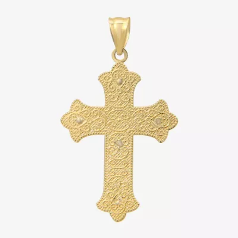 Womens 14K Two Tone Gold Cross Pendant