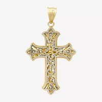 Womens 14K Two Tone Gold Cross Pendant